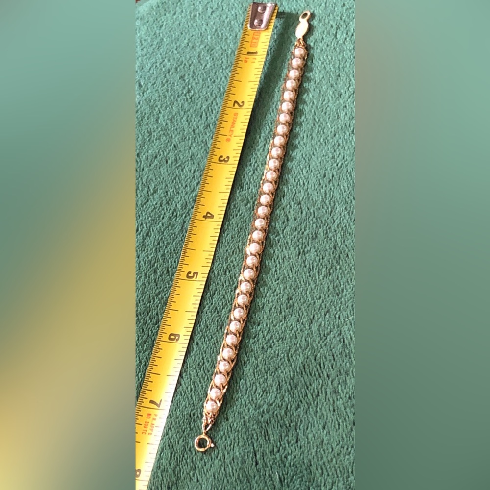 Vintage Napier Faux Pearl Necklace and Bracelet w/Intertwined Chains - Picture 4 of 13